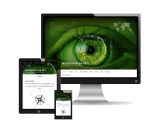Webdesign Schwerin - Beispiel für responsives Design auf dem Desktop, Tablet und Smartphone.